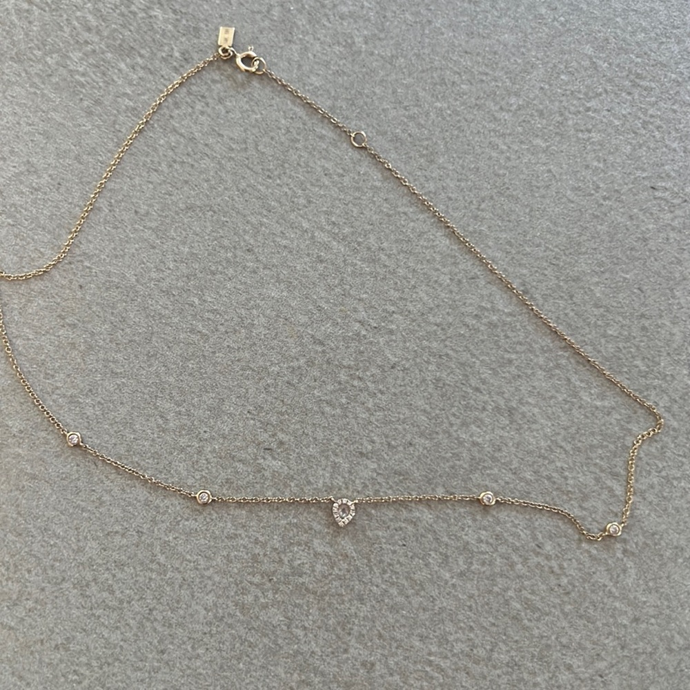 EF collection 14k yellow gold diamond and white topaz necklace